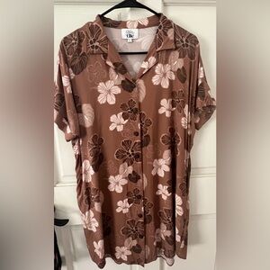 Brown floral Tshirt dress size large